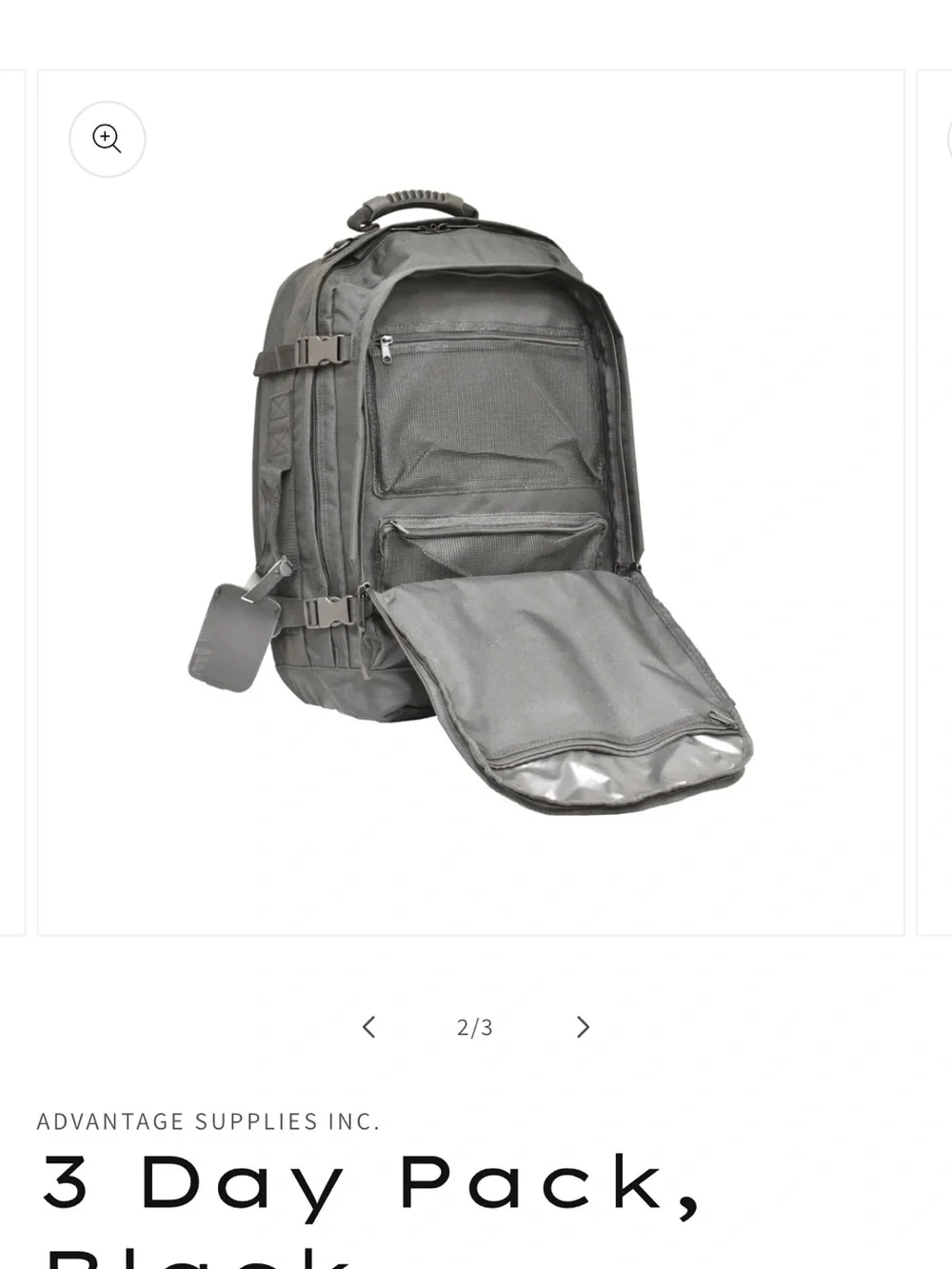 Advantage Supplies 3 Day Pack - Black
